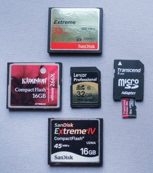 CF, SD, and micro SD memory cards