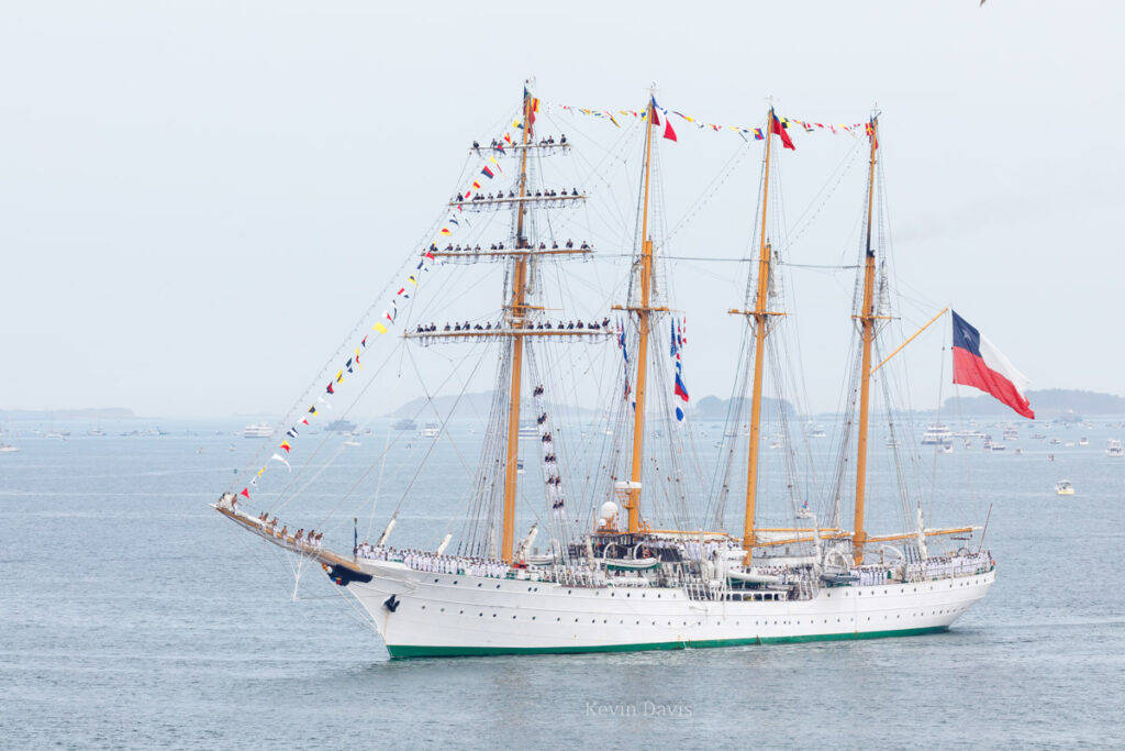 Tall ship Esmerelda (from Chile) during the parade of sail at Boston, 2017